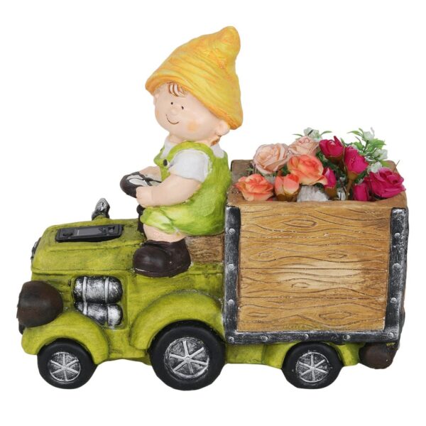 Boy on Tractor with Pot Planter for Garden Decoration