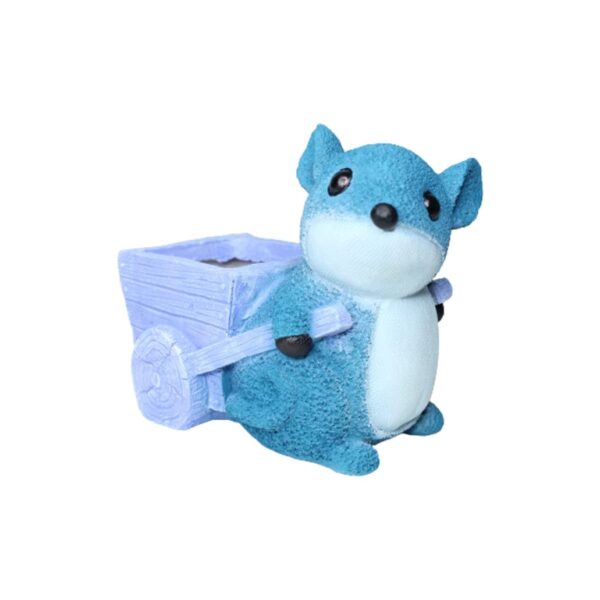 Mouse Pushing Cart Planter for Home Decoration (Blue)